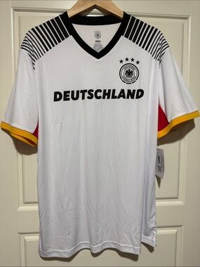 Deutschland Men's White soccer Jersey Deutschland football with Black Crest